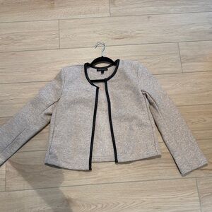 Chic Beige Jacket with Black Trim